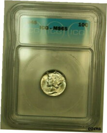 【極美品/品質保証書付】 アンティークコイン コイン 金貨 銀貨 [送料無料] 1945 Silver Mercury Dime 10c Coin ICG MS-65 S