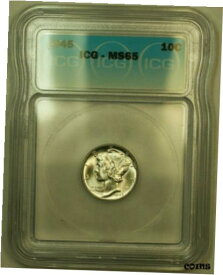【極美品/品質保証書付】 アンティークコイン コイン 金貨 銀貨 [送料無料] 1945 Silver Mercury Dime 10c Coin ICG MS-65 KK