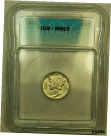 【極美品/品質保証書付】 アンティークコイン コイン 金貨 銀貨 [送料無料] 1945 Silver Mercury Dime 10c Coin ICG MS-65 MM