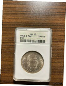 【極美品/品質保証書付】 アンティークコイン コイン 金貨 銀貨 [送料無料] 1950-S Booker T. Washington BTW Silver Half Dollar Commemorative 50C ANACS MS 65