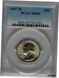 【極美品/品質保証書付】 アンティークコイン コイン 金貨 銀貨 [送料無料] PCGS 1947-D Silver WASHINGTON Quarter MS65 WHITE Beauty Price Guide$38 USA Mint