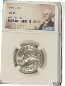 【極美品/品質保証書付】 アンティークコイン コイン 金貨 銀貨 [送料無料] 1964 D Washington Quarter MS65 NGC #137