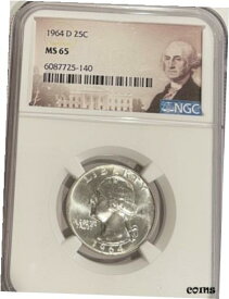 【極美品/品質保証書付】 アンティークコイン コイン 金貨 銀貨 [送料無料] 1964 D Washington Quarter MS65 NGC #140