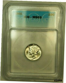 【極美品/品質保証書付】 アンティークコイン コイン 金貨 銀貨 [送料無料] 1945 Silver Mercury Dime 10c Coin ICG MS-65 M