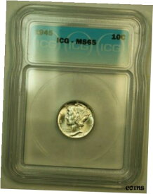 【極美品/品質保証書付】 アンティークコイン コイン 金貨 銀貨 [送料無料] 1945 Silver Mercury Dime 10c Coin ICG MS-65 B