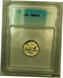【極美品/品質保証書付】 アンティークコイン コイン 金貨 銀貨 [送料無料] 1945 Silver Mercury Dime 10c Coin ICG MS-65 E