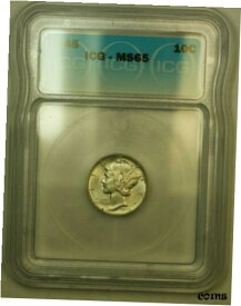 【極美品/品質保証書付】 アンティークコイン コイン 金貨 銀貨 [送料無料] 1945 Silver Mercury Dime 10c Coin ICG MS-65 F