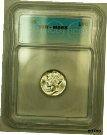 【極美品/品質保証書付】 アンティークコイン コイン 金貨 銀貨 [送料無料] 1945 Silver Mercury Dime 10c Coin ICG MS-65 T