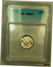 【極美品/品質保証書付】 アンティークコイン コイン 金貨 銀貨 [送料無料] 1945 Silver Mercury Dime 10c Coin ICG MS-65 HH