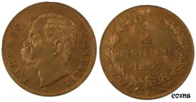 【極美品/品質保証書付】 アンティークコイン コイン 金貨 銀貨 [送料無料] ITALY KINGDOM 1897-R 2 CENTESIMI COIN CHOICE UNCIRCULATED PCGS CERTIFIED MS65RB