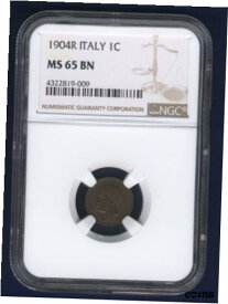 【極美品/品質保証書付】 アンティークコイン コイン 金貨 銀貨 [送料無料] ITALY KINGDOM 1904-R 1 CENTESIMO COIN, UNCIRCULATED, NGC CERTIFIED MS-65-BN