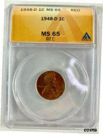 【極美品/品質保証書付】 アンティークコイン コイン 金貨 銀貨 [送料無料] 1948-D Lincoln Wheat Cent Penny - ANACS MS 65 RED