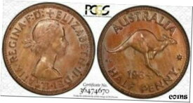 【極美品/品質保証書付】 アンティークコイン コイン 金貨 銀貨 [送料無料] 1964 AUSTRALIA HALF PENNY PCGS MS65RB HIGH GRADED COLOR TONED COIN