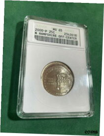 【極美品/品質保証書付】 アンティークコイン コイン 金貨 銀貨 [送料無料] 2000 New Hampshire State quarter 25 cents OFF CENTER ERROR Anacs MS65