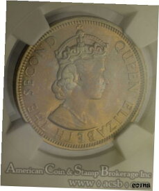 【極美品/品質保証書付】 アンティークコイン コイン 金貨 銀貨 [送料無料] Malaya 50 Cents 1961 MS65 NGC KM#4.1 Elizabeth II Violet Blue Pink COLORFUL