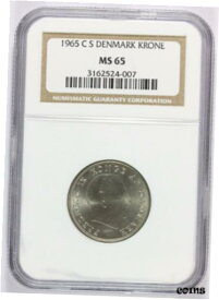 【極美品/品質保証書付】 アンティークコイン コイン 金貨 銀貨 [送料無料] 1965 CS Denmark 1 Krone Coin - NGC MS 65 - KM# 851.1 - HIGHEST GRADE