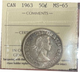 【極美品/品質保証書付】 アンティークコイン コイン 金貨 銀貨 [送料無料] 1963 MS-65 ICCS Canada Silver 50 Cent Coin Gently Toned