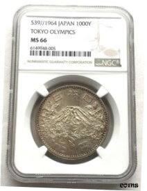 【極美品/品質保証書付】 アンティークコイン コイン 金貨 銀貨 [送料無料] Japan 1964 Olympic Games 1000 Yen NGC MS66 Silver Coin,BU