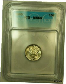 【極美品/品質保証書付】 アンティークコイン コイン 金貨 銀貨 [送料無料] 1945 Silver Mercury Dime 10c Coin ICG MS-66 D