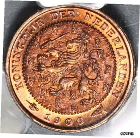 【極美品/品質保証書付】 アンティークコイン コイン 金貨 銀貨 [送料無料] 1906 NGC MS 66 RD Netherlands 1/2 Cent Coin Full RED (19112401C)