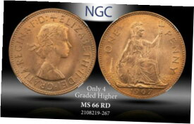 【極美品/品質保証書付】 アンティークコイン コイン 金貨 銀貨 [送料無料] 1967 GREAT BRITAIN PENNY NGC MS 66 RD ONLY 4 GRADED HIGHER #J