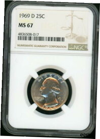 【極美品/品質保証書付】 アンティークコイン コイン 金貨 銀貨 [送料無料] 1969 D Washington Quarter NGC MS66 - 25c MS 66 BU