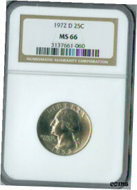【極美品/品質保証書付】 アンティークコイン コイン 金貨 銀貨 [送料無料] 1972-D WASHINGTON QUARTER NGC MS 66 .