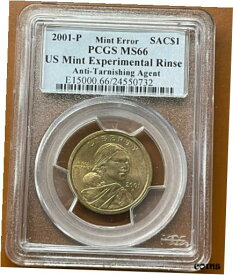 【極美品/品質保証書付】 アンティークコイン コイン 金貨 銀貨 [送料無料] 2001 Sacagawea Dollar Native American Experimental Rinse PCGS MS66 MS-66