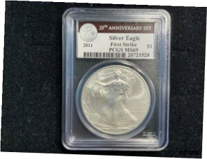 2011 AJ Vo[ C[O 25 NLOZbg PCGS MS 69 A uE xt2011 American Silver Eagle 25th Anniversary Set PCGS MS 69 with RARE Brown Label
