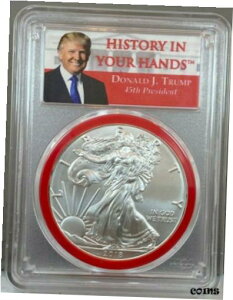 History In Your Hands hih J gv ~ 2018 AJ Vo[ C[O PCGS MS69 bhHistory In Your Hands Donald J Trump ~ 2018 American Silver Eagle PCGS MS69 RED