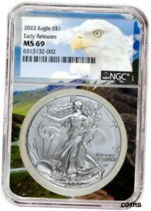 2022 1oz Vo[ AJ C[O NGC MS69 - [X - Eagle Core2022 1oz Silver American Eagle NGC MS69 - Early Releases - Eagle Core