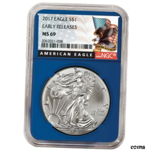 2017 $1 AJ Vo[ C[O NGC MS69 [X ubN ER x u[ RA2017 $1 American Silver Eagle NGC MS69 Early Releases Black ER Label Blue Core