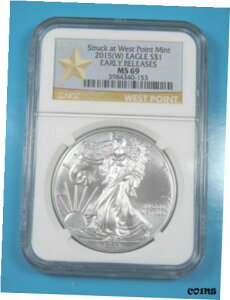 2015 (W) NGC MS69 Vo[ C[OEFXg |CgŃXgCN X^[ [x̏[Xɓo2015 (W) NGC MS69 SILVER EAGLE STRUCK AT WEST POINT EARLY RELEASES STAR LABEL