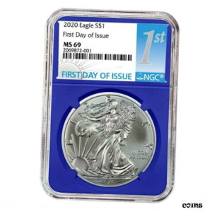 2020 $1 AJ Vo[ C[O NGC MS69 FDI t@[Xg x u[ RA2020 $1 American Silver Eagle NGC MS69 FDI First Label Blue Core