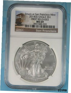 2014 (S) NGC MS69 Vo[ C[OTtVXRŏ߂ăA x[X2014 (S) NGC MS69 SILVER EAGLE STRUCK AT SAN FRANCISCO FIRST RELEASES RARE LABEL