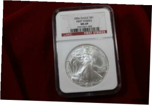 2006 AJ Vo[ C[OANGC MS 69At@[Xg XgCN xAbh x2006 AMERICAN SILVER EAGLE, NGC MS 69, FIRST STRIKES LABEL, RED LABEL