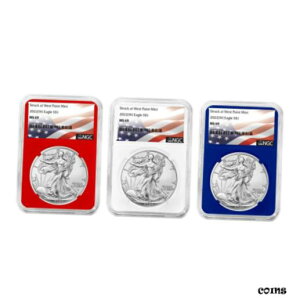 2022 (W) $1 AJ Vo[ C[O 3 Zbg NGC MS69 tbO x bh zCg u[2022 (W) $1 American Silver Eagle 3pc Set NGC MS69 Flag Label Red White Blue