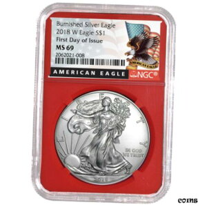 2018-W o[jbV $1 AJ Vo[ C[O NGC MS69 FDI ubN x bh RA2018-W Burnished $1 American Silver Eagle NGC MS69 FDI Black Label Red Core