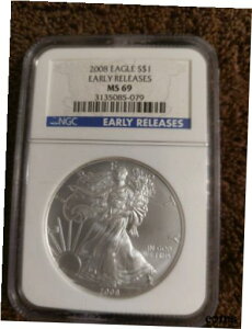 2008 US 1 IX AJ C[O h NGC O[h MS 69 .999 Vo[ [X2008 US 1 Oz American Eagle Dollar NGC Graded MS 69 .999 Silver Early Release