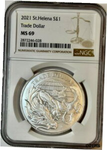 2021 ZgwifՃhăXgCN Vo[ 1 |h MS 69 NGC RC2021 SAINT HELENA CHINESE TRADE DOLLAR RESTRIKE SILVER 1 POUND MS 69 NGC COIN