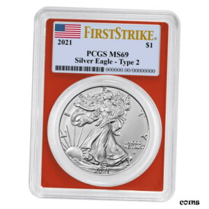 2021 $1 ^Cv 2 AJ Vo[ C[O PCGS MS69 FS tO x bh t[2021 $1 Type 2 American Silver Eagle PCGS MS69 FS Flag Label Red Frame
