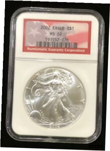 2002 NGC F MS69 * bhtbOx * .999 AJVo[C[O2002 NGC CERTIFIED MS69 * RED FLAG LABEL * .999 AMERICAN SILVER EAGLE