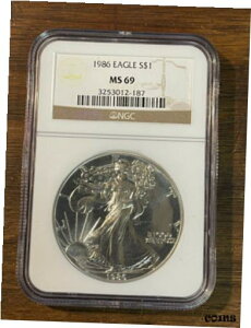 .999 Vo[ 1986 AJ Vo[ C[O NGC MS69 3253012-187.999 SILVER 1986 AMERICAN SILVER EAGLE NGC MS69 3253012-187