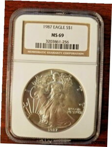 1987 C[O S$1 MS 69 1IX RC NGC1987 EAGLE S$1 MS 69 1oz COIN NGC