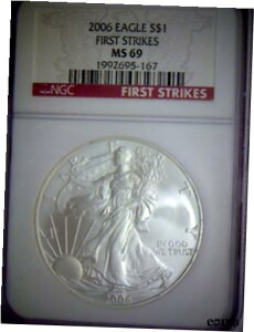 2006 AJ Vo[ C[O NGC MS69 t@[Xg XgCN bh xA2006 UNITED STATES SILVER EAGLE NGC MS69 FIRST STRIKES RED LABEL,