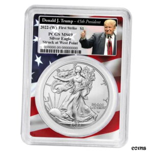 2022 (W) $1 AJ Vo[ C[O PCGS MS69 FS gv 45 哝̃x tbO F2022 (W) $1 American Silver Eagle PCGS MS69 FS Trump 45th President Label Flag F