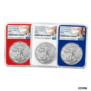 2021 (W) $1 ^Cv 2 AJ Vo[ C[O 3 {Zbg NGC MS69 oCf x bh zCg2021 (W) $1 Type 2 American Silver Eagle 3pc Set NGC MS69 Biden Label Red White