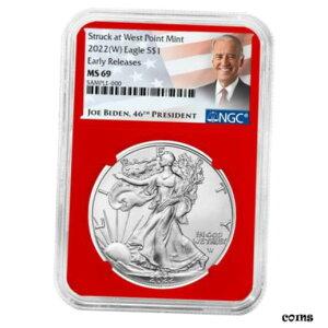 2022 (W) $1 AJ Vo[ C[O NGC MS69 ER oCf x bh RA2022 (W) $1 American Silver Eagle NGC MS69 ER Biden Label Red Core