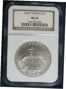 2004-P g[}X Ao GW\ Vo[ h NGC MS69 bg 2505402004-P THOMAS ALVA EDISON SILVER DOLLAR NGC MS69 LOT 250540