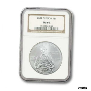 USA _LOVo[ _[ - g[}X Ao GW\ $1 2004P NGC MS-69USA Modern Commemorative Silver Dollar- Thomas Alva Edison $1 2004P NGC MS-69